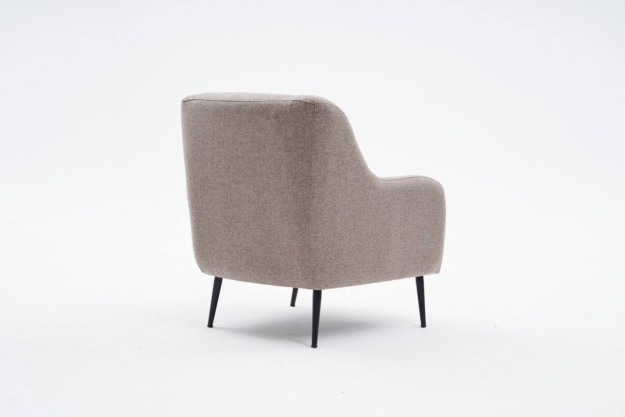 Sillón moderno tejido lino Taupe con pata alta Revos