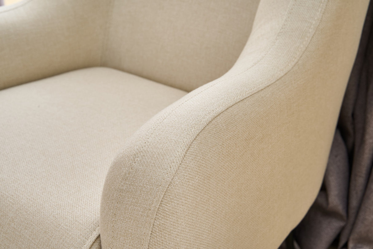 Sillón moderno tejido de lino beige con pata alta Revos
