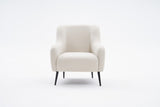 Sillón moderno tejido de lino beige con pata alta Revos