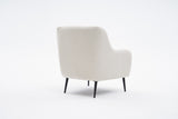 Sillón moderno tejido de lino beige con pata alta Revos