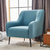 Sillón moderno tejido lino turquesa con pata alta Revos