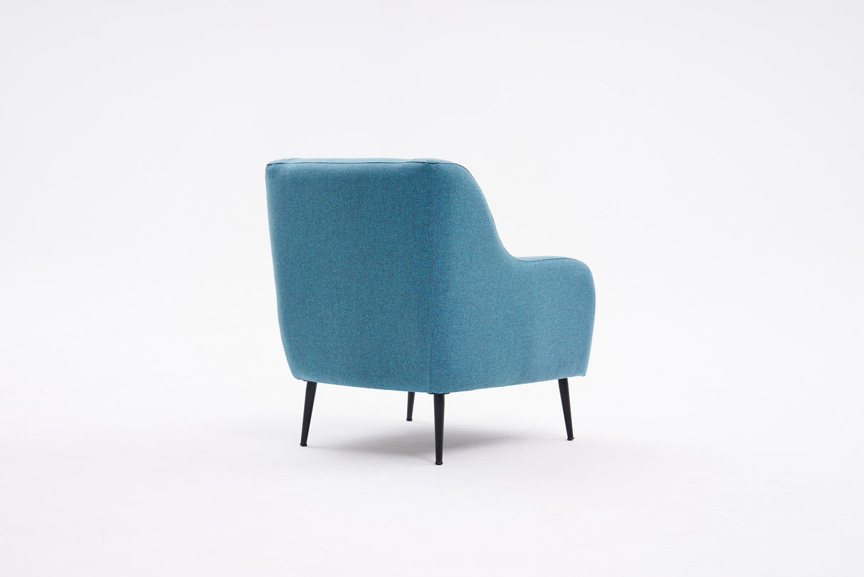 Sillón moderno tejido lino turquesa con pata alta Revos