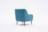 Sillón moderno tejido lino turquesa con pata alta Revos