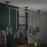 Lámpara de colgación industrial Twist Metal 7 luces