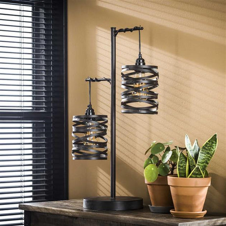 Lámpara de mesa industrial Spin Slate Gris 2 luces