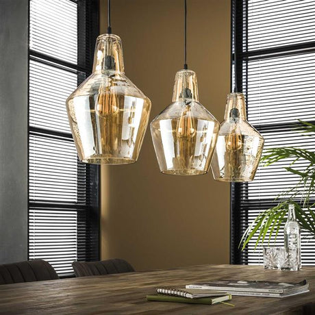 Lámpara colgante industrial Dace Amber de 3 luces