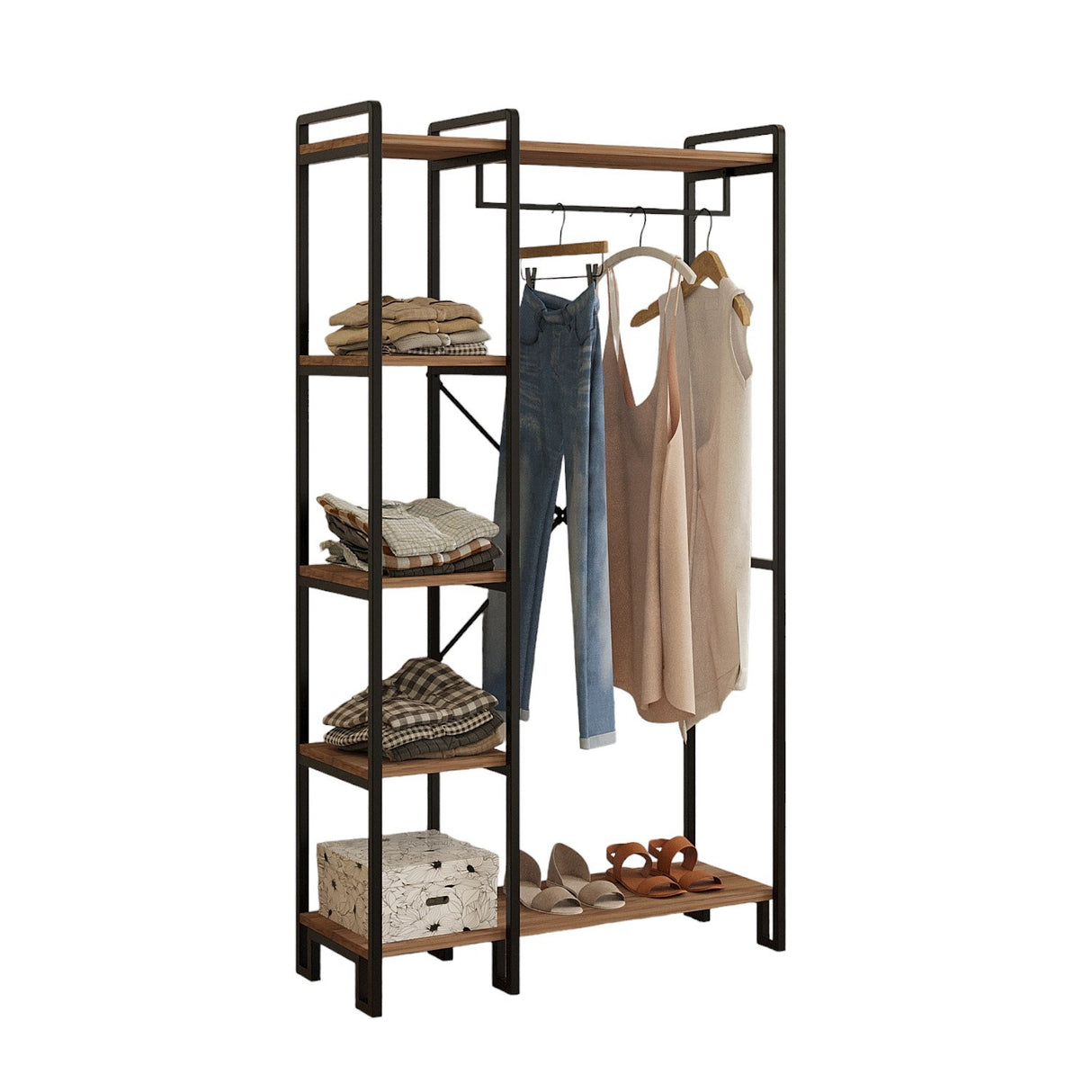 Mueble de guardarropa Perchero Rox Natural - Con estantes 
