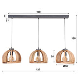 Lámpara colgante Madri DH Interior Mango LxAnxAl 102x38x35 Madera de mango Indicación de tamaño de foto en blanco