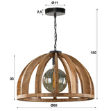 Lámpara colgante Madri DH Interior Mango LxAnxAl 69x69x50 Madera de mango Indicación de tamaño de foto en blanco