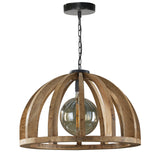Lámpara colgante Madri DH Interior Mango LxAnxAl 69x69x50 Madera de mango Vista frontal de la foto en blanco
