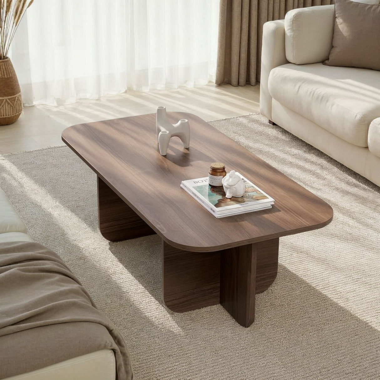 Mesa de centro Akira aspecto nogal 120 x 60 cm madera revestida de melamina
