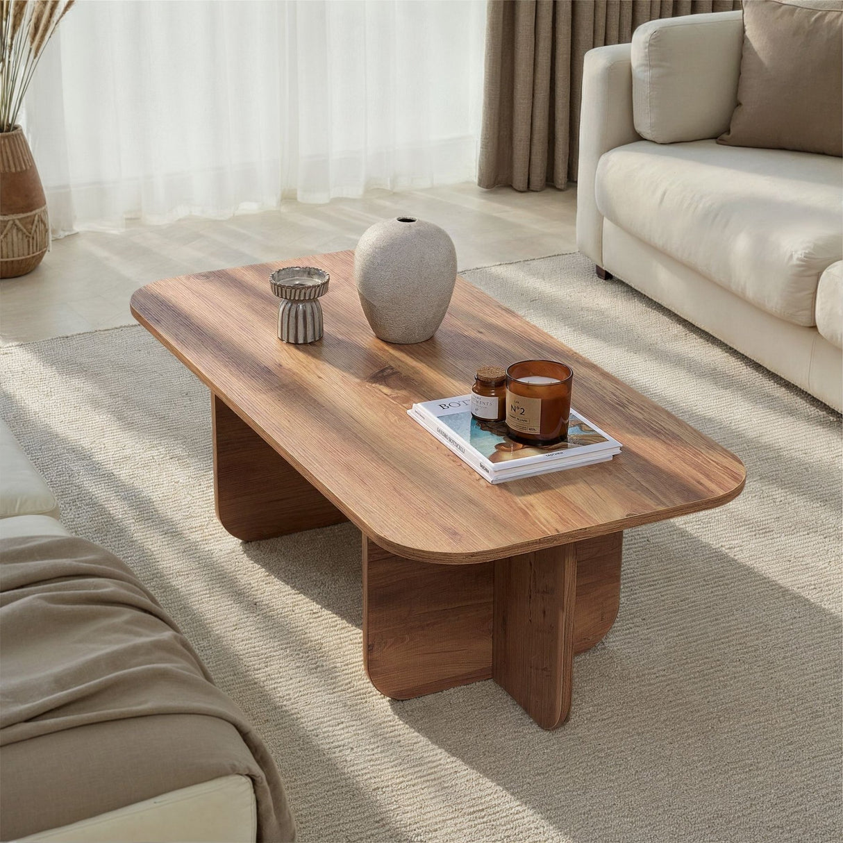 Mesa de centro Akira de madera de pino atlántico 120 cm melaminada