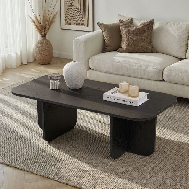 Mesa de centro Akira madera negra 120 cm Compuesto de madera revestido de melamina