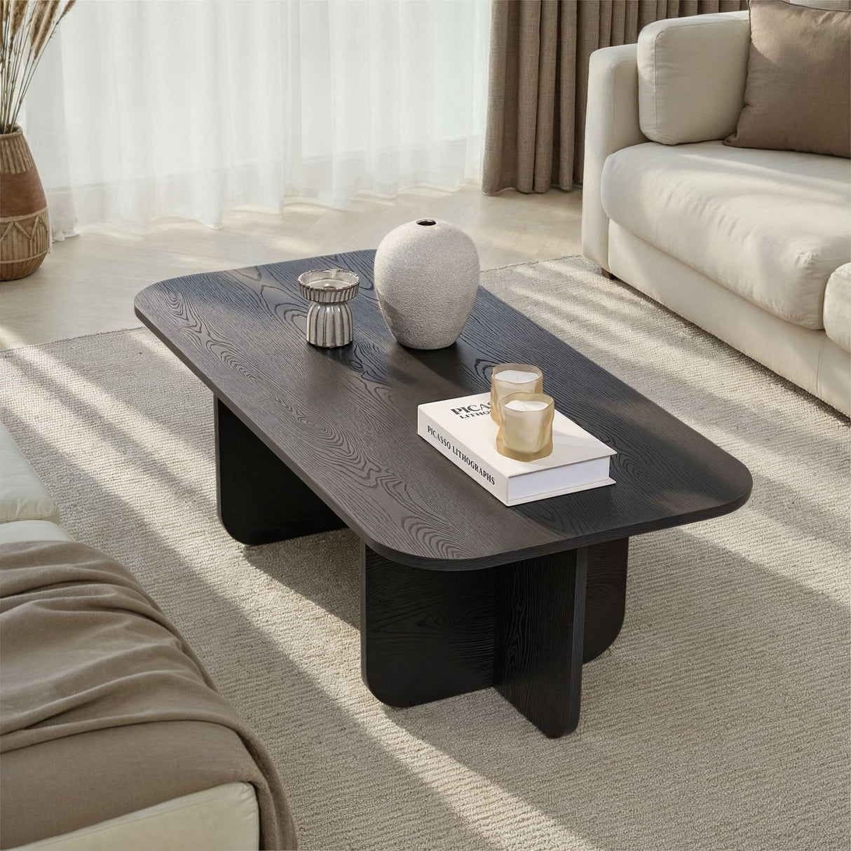 Mesa de centro Akira madera negra 120 cm Compuesto de madera revestido de melamina