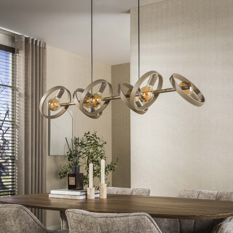 Lámpara colgante 6 luces metal beige redonda Otan