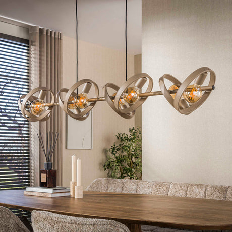 Lámpara colgante 8 luces metal beige redonda Otan