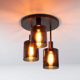 Industriële plafondlamp Mason 3-lichts - Bruin