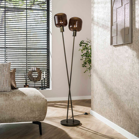 Vloerlamp Terra Duo 2-lichts - Bruin