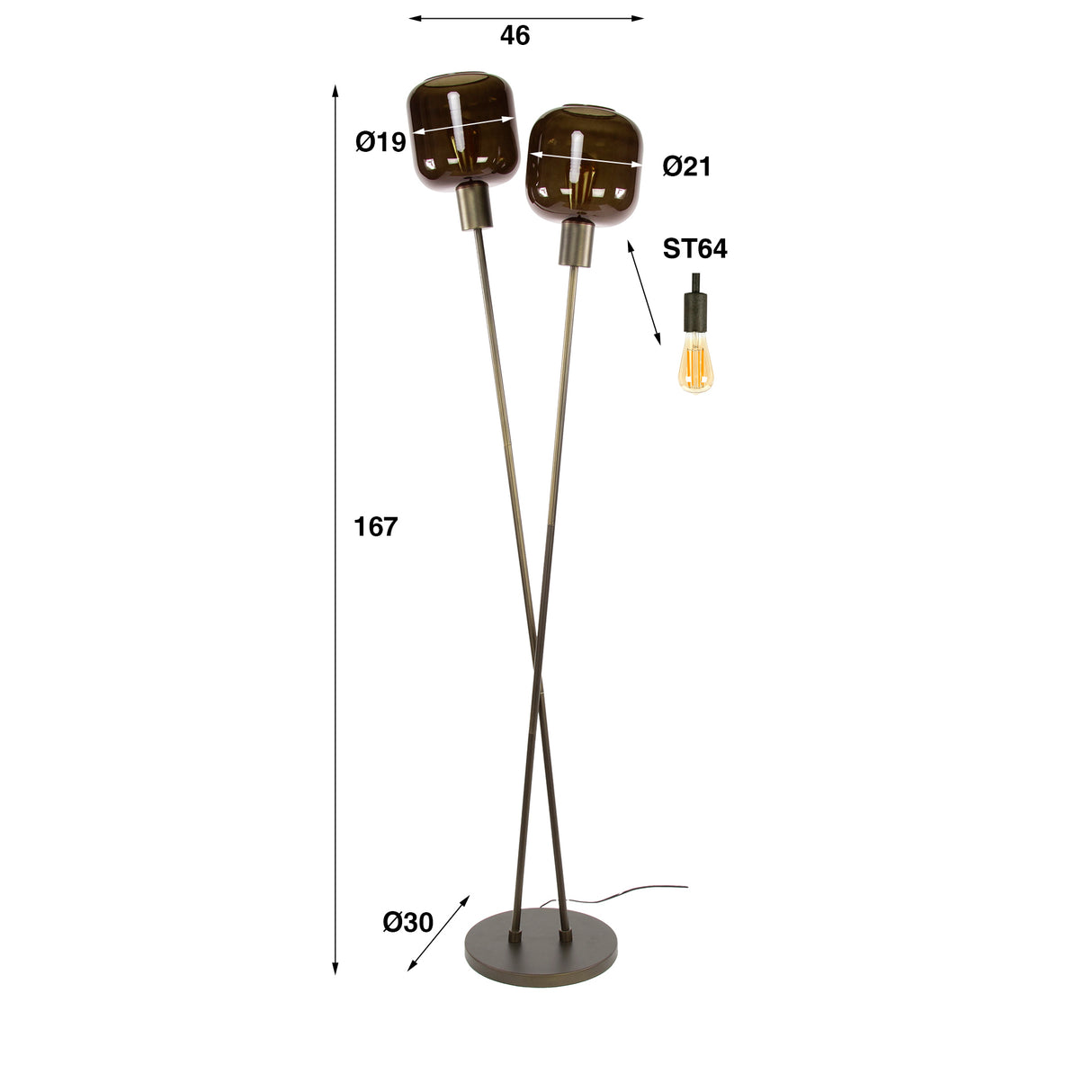 Vloerlamp Terra Duo 2-lichts - Bruin