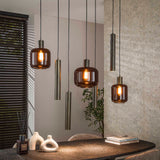 Hanglamp Dax 7-lichts bruin 105 cm