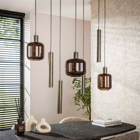 Hanglamp Dax 7-lichts bruin 105 cm