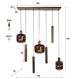 Hanglamp Dax 7-lichts bruin 105 cm