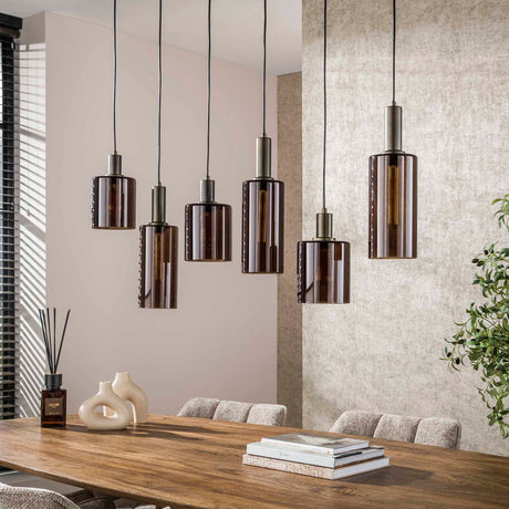 Industriële hanglamp 6-lichts Sienna bruin 118 cm