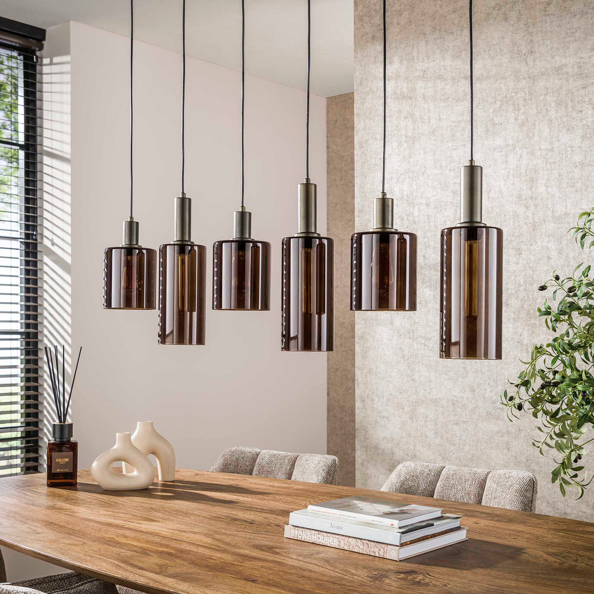 Industriële hanglamp 6-lichts Sienna bruin 118 cm