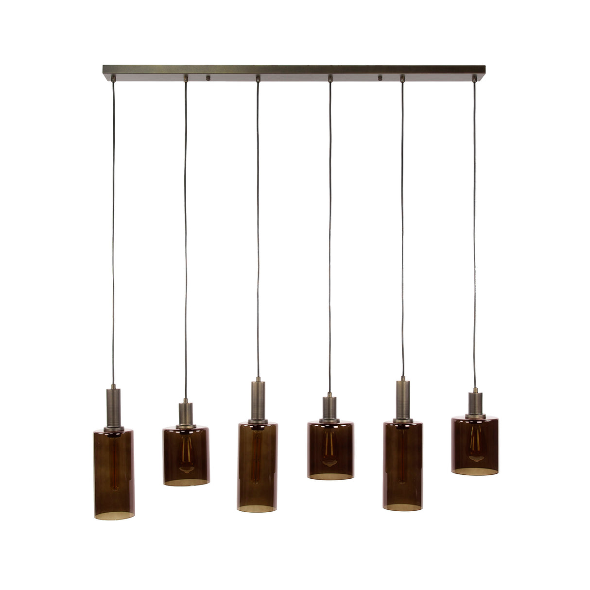 Industriële hanglamp 6-lichts Sienna bruin 118 cm
