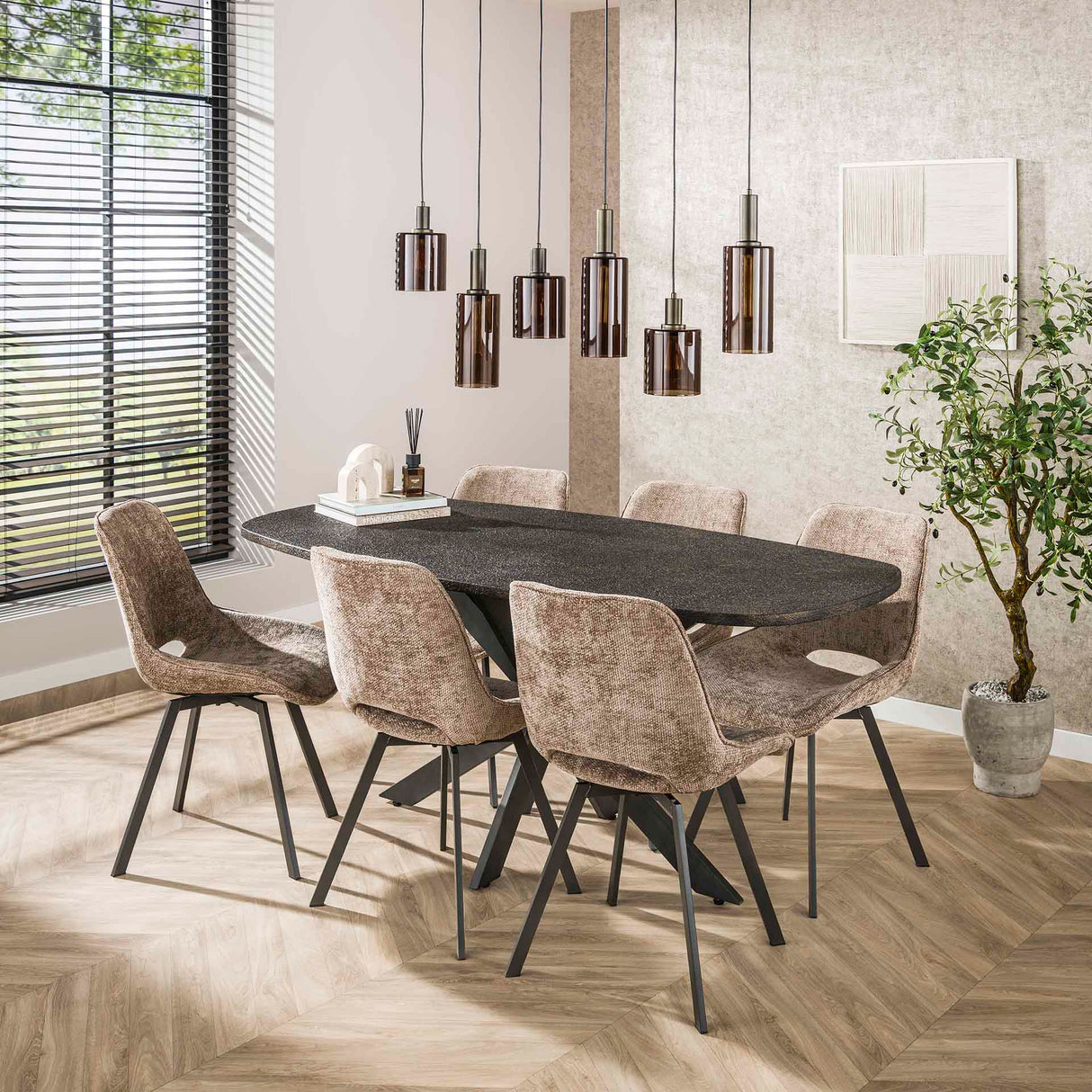 Industriële hanglamp 6-lichts Sienna bruin 118 cm