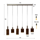Industriële hanglamp 6-lichts Sienna bruin 118 cm