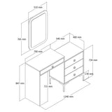 Ladekasten - Ladekast Kaptafel Lizbon Walnoot Antraciet Melamine 124x84,7x40 cm - Dimehouse
