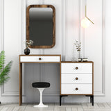 Ladekasten - Ladekast Kaptafel Lizbon Walnoot Wit Melamine 124x84,7x40 cm - Dimehouse