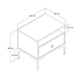 Nachtkastjes - Nachtkastje Lizbon Walnoot Wit Melamine 56x50,8x40 cm - Dimehouse