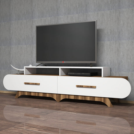 Muebles de TV Flora Nuez Melamina blanca 205x50x36.8 cm