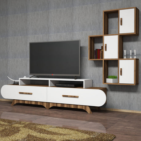 TV Muebles Set Flora S Walnut White Melamine 205x50x36.8 cm