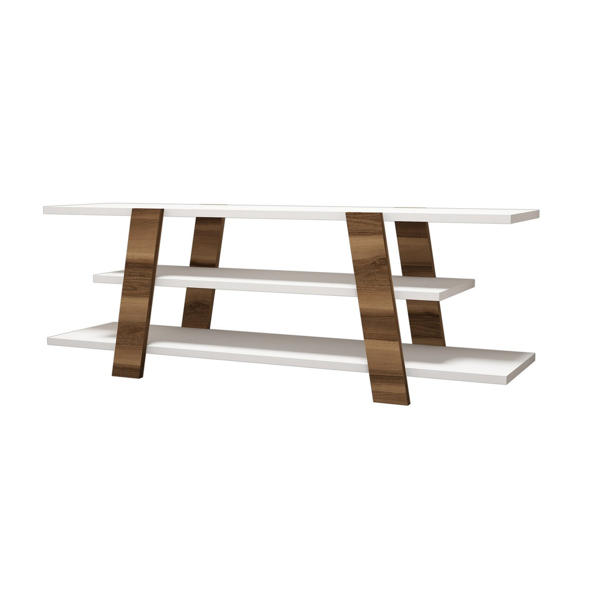 TV Meubels - TV Meubel Flower Walnoot Wit Melamine 120x42x33,6 cm - Dimehouse