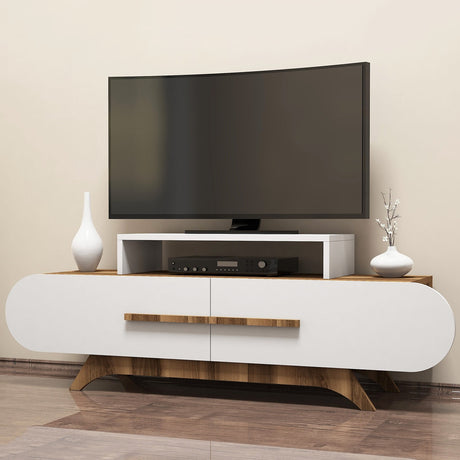 Muebles de TV Rose Nuez Melamina blanca 145x49.8x36.8 cm