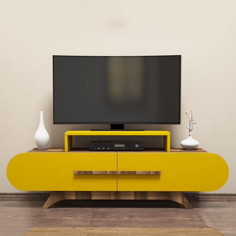 Muebles de TV Rose Nuez Melamina amarilla 145x49.8x36.8 cm