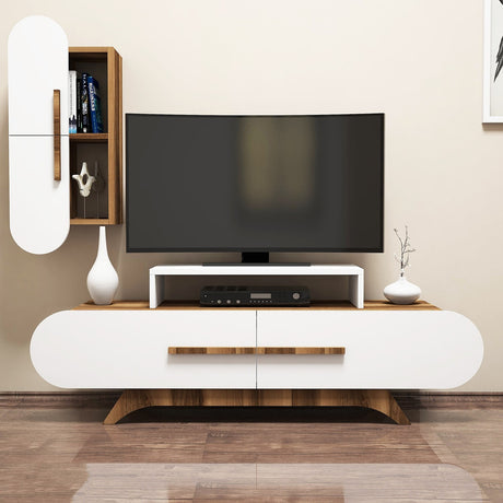 Juego de muebles de televisión Melamina blanca rosa 145x49.8x36.8 cm