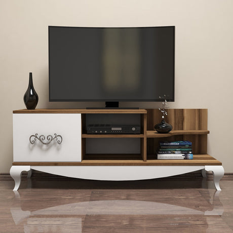 Muebles de TV Sultan Walnut White Melamine 130x50.6x45 cm