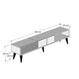 TV Meubels - TV Meubel Milan Walnoot Wit Marmer Melamine 180x40x35 cm - Dimehouse