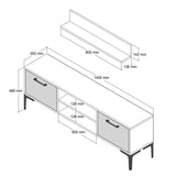 Juego de muebles de TV Riga Novia Antracita Melamina 140x48x30 cm