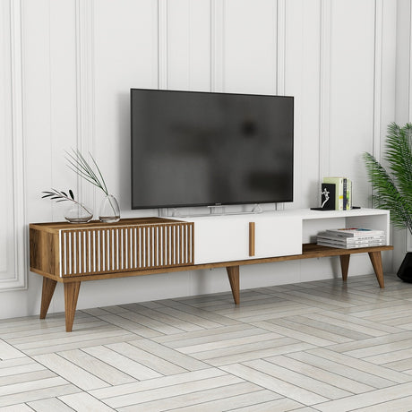 Muebles de TV Milán Alt nogal blanca melamina 180x40x35 cm