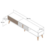 TV Meubels - TV Meubel Milan Alt Walnoot Wit Melamine 180x40x35 cm - Dimehouse