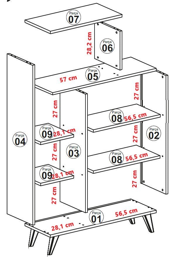 Boekenkasten - Scandinavische boekenkast wit melamine Form 90x132x32 cm - Dimehouse