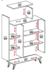 Boekenkasten - Scandinavische boekenkast wit melamine Form 90x132x32 cm - Dimehouse