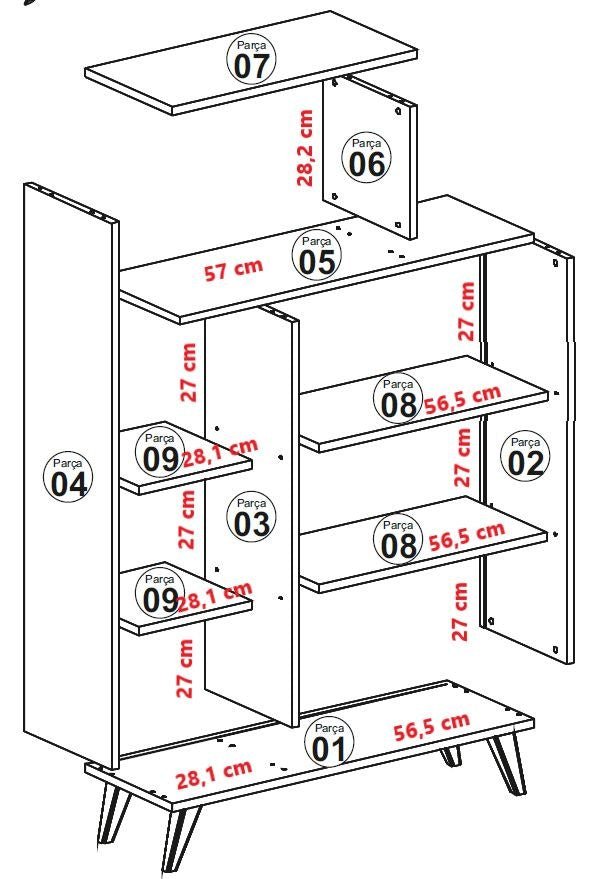 Boekenkasten - Scandinavische boekenkast walnoot wit melamine Form 90x132x32 cm - Dimehouse