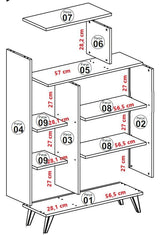 Boekenkasten - Scandinavische boekenkast walnoot wit melamine Form 90x132x32 cm - Dimehouse