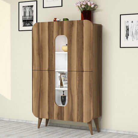 Gabinete de pared mina nuez blanca melamina 93x144x31.8 cm